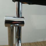 Set of 4 chairs black vintage chrome and leatherette