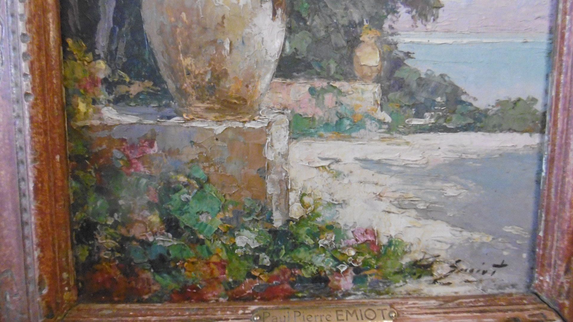 Peinture huile signee Paul Pierre Emiot - jarre provencale