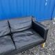 Danish vintage two and half seater black leather Stouby sofa 1960s