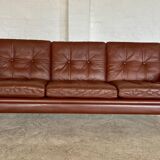 Danish mid-century Svend Skipper cognac 3 person sofa & lounge chair 1960s