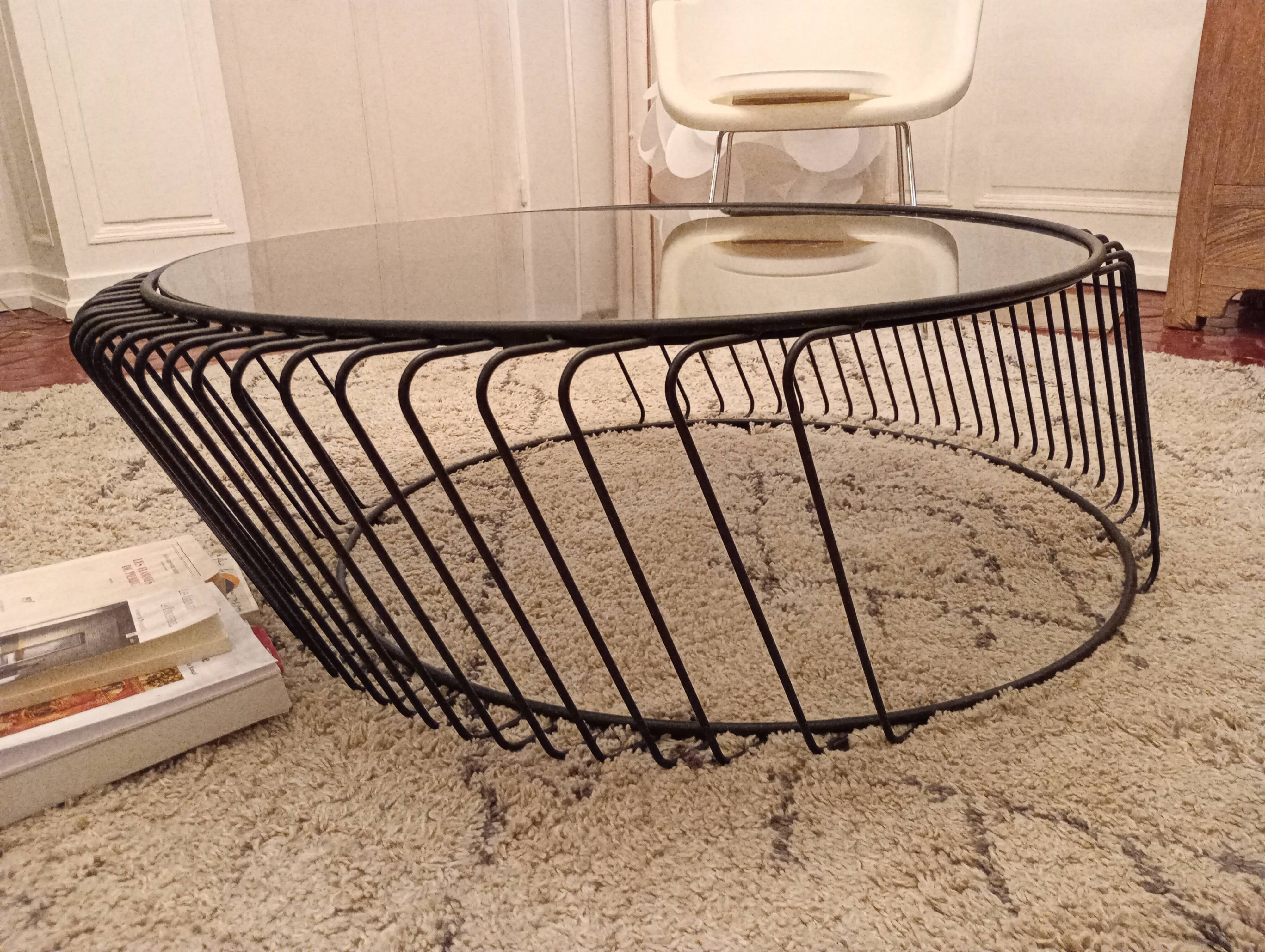 Metal and glass coffee table