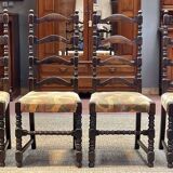 Suite de 4 chaises et 2 fauteuils anglais XIXème en chêne