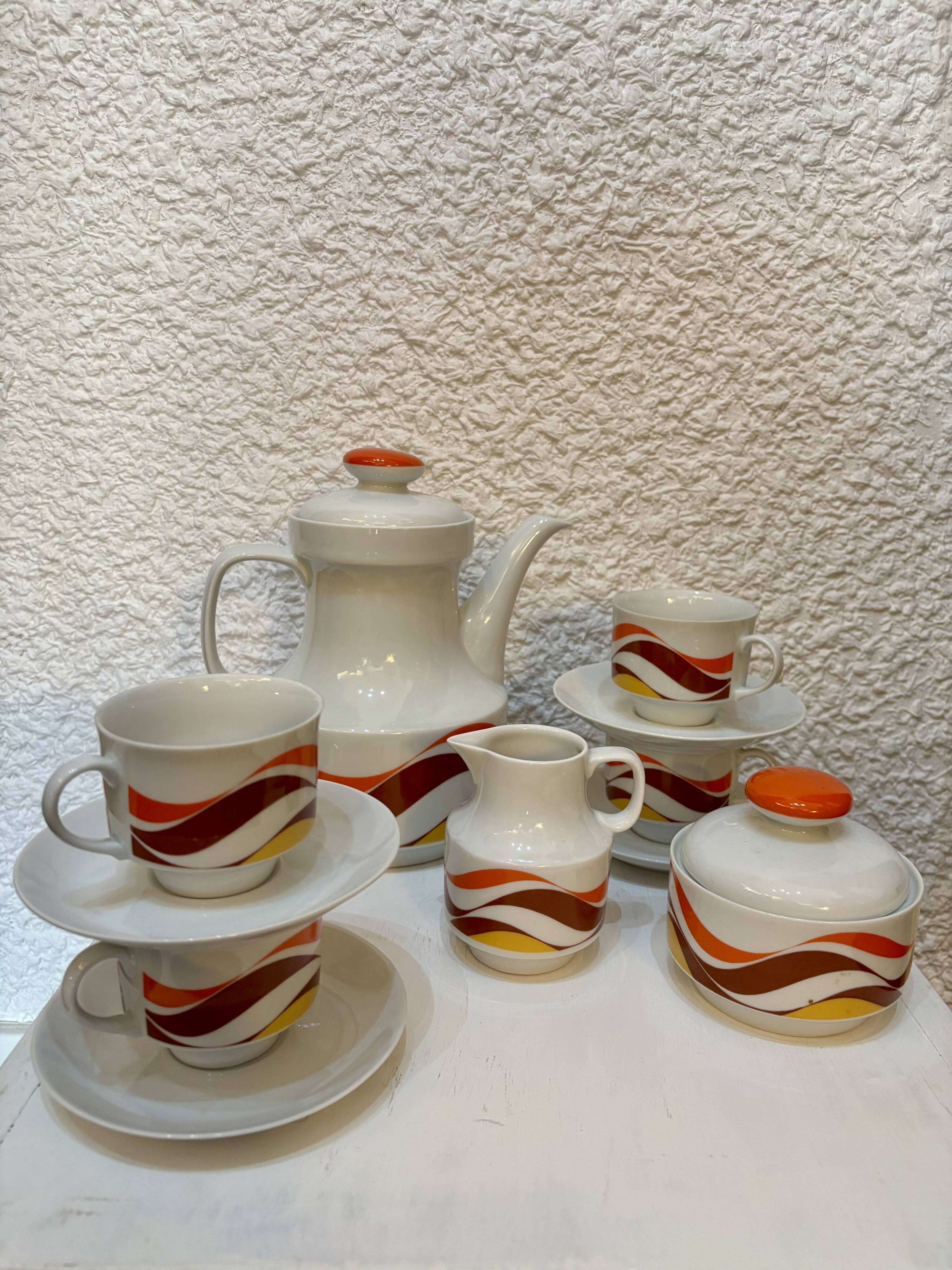 Vintage orange coffee set 1970 Winterling