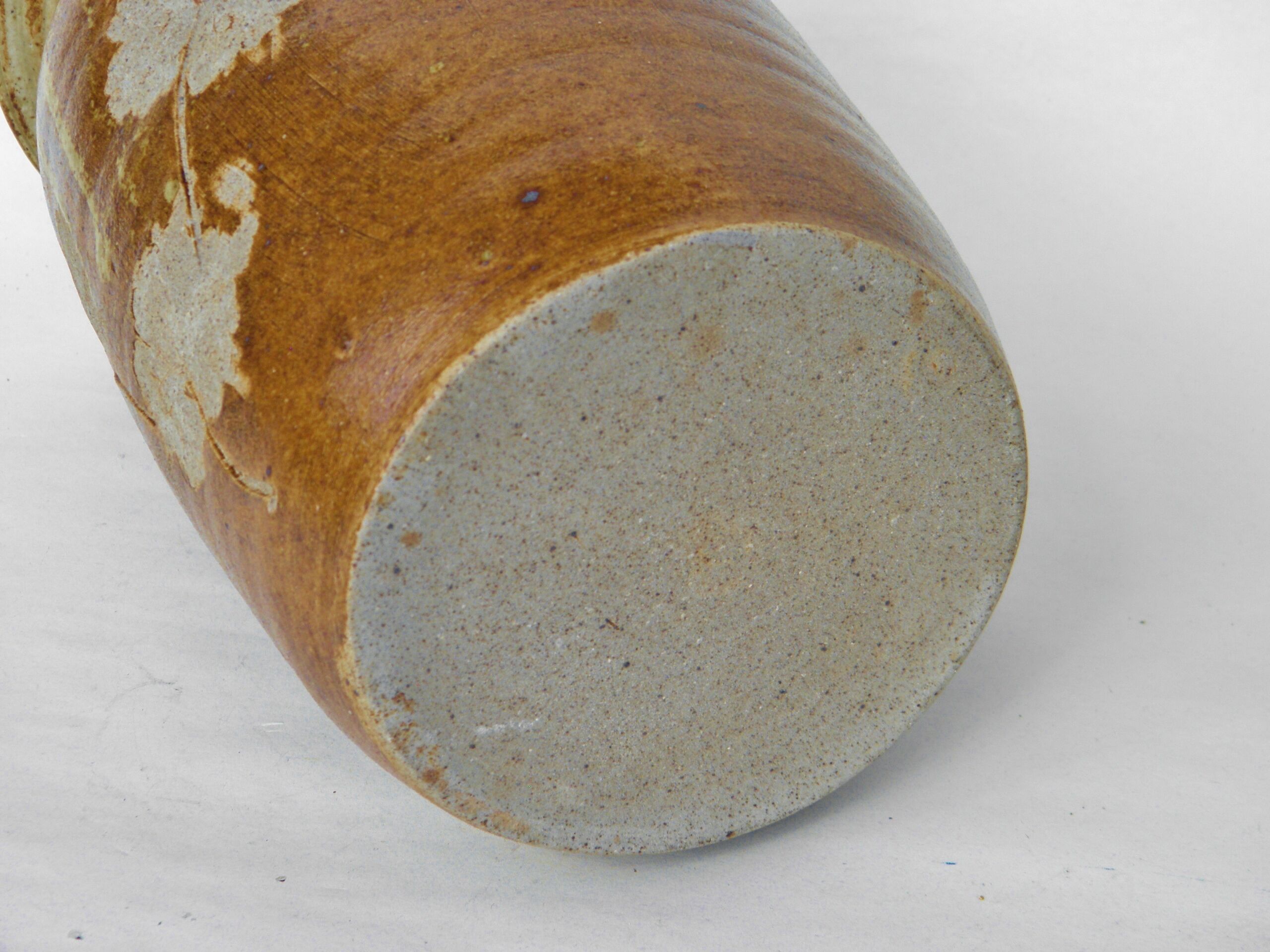 Enamelled sandstone vase 21 cm