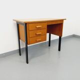Vintage oak and black wood desk from the 60s