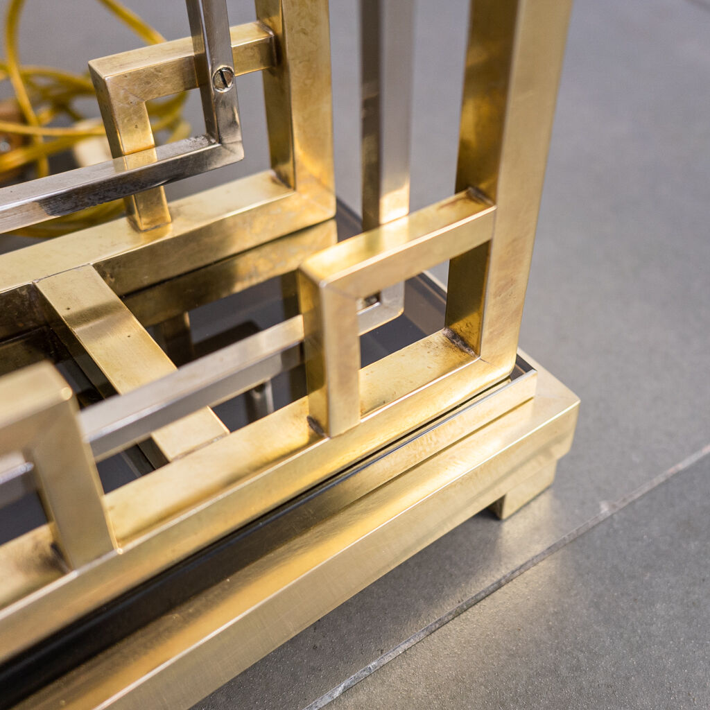 Golden metal table lamp from the 70s