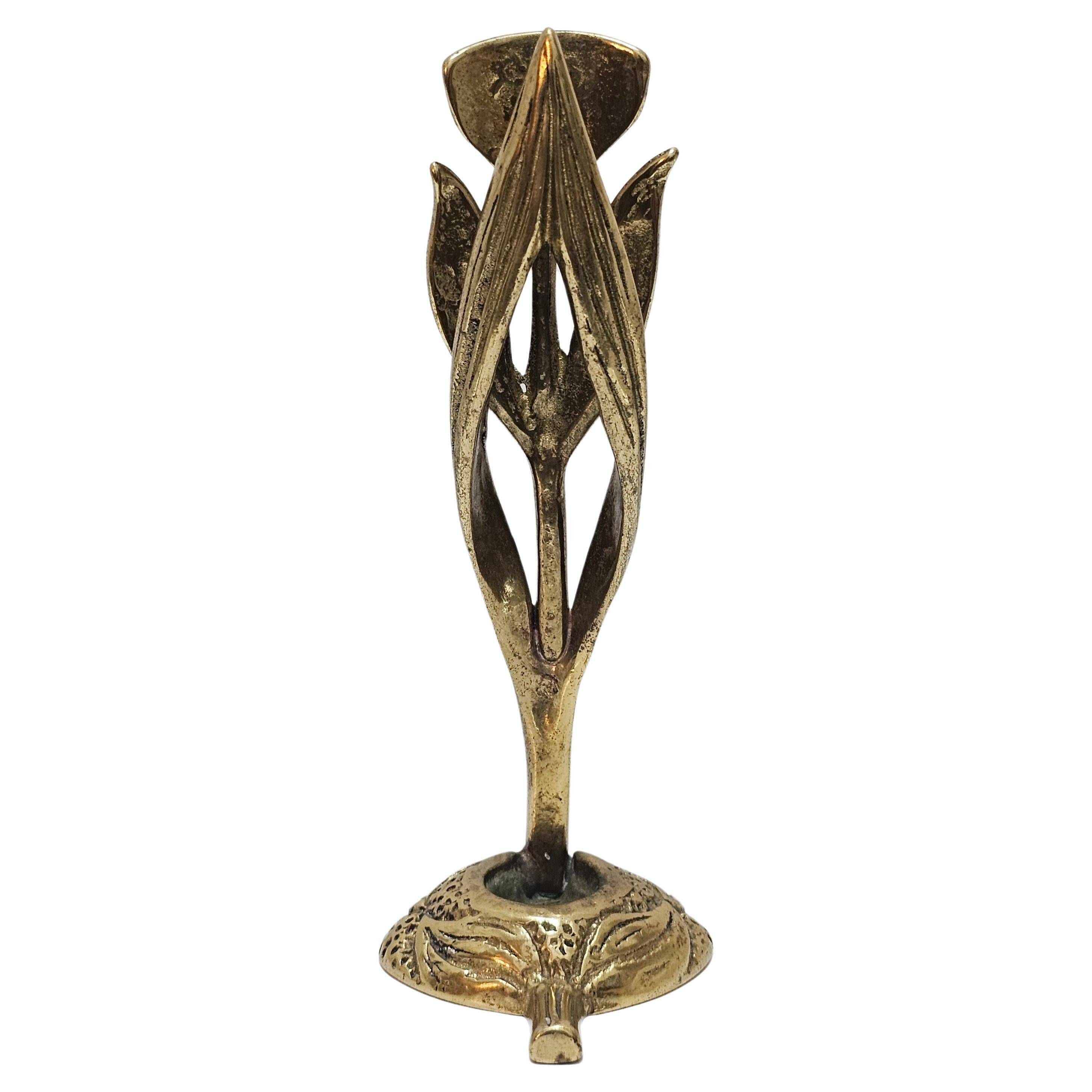 Brutalist Sculptural Candle Holder in the shape of an Iris by Heinz Goll 1960s