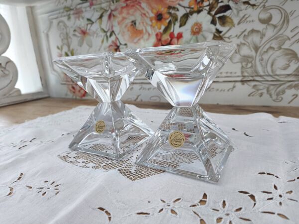 Lot de 2 bougeoirs Cristal d'Arques vintages