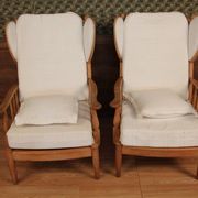 Pair of armchairs with ears of the 50s in oak