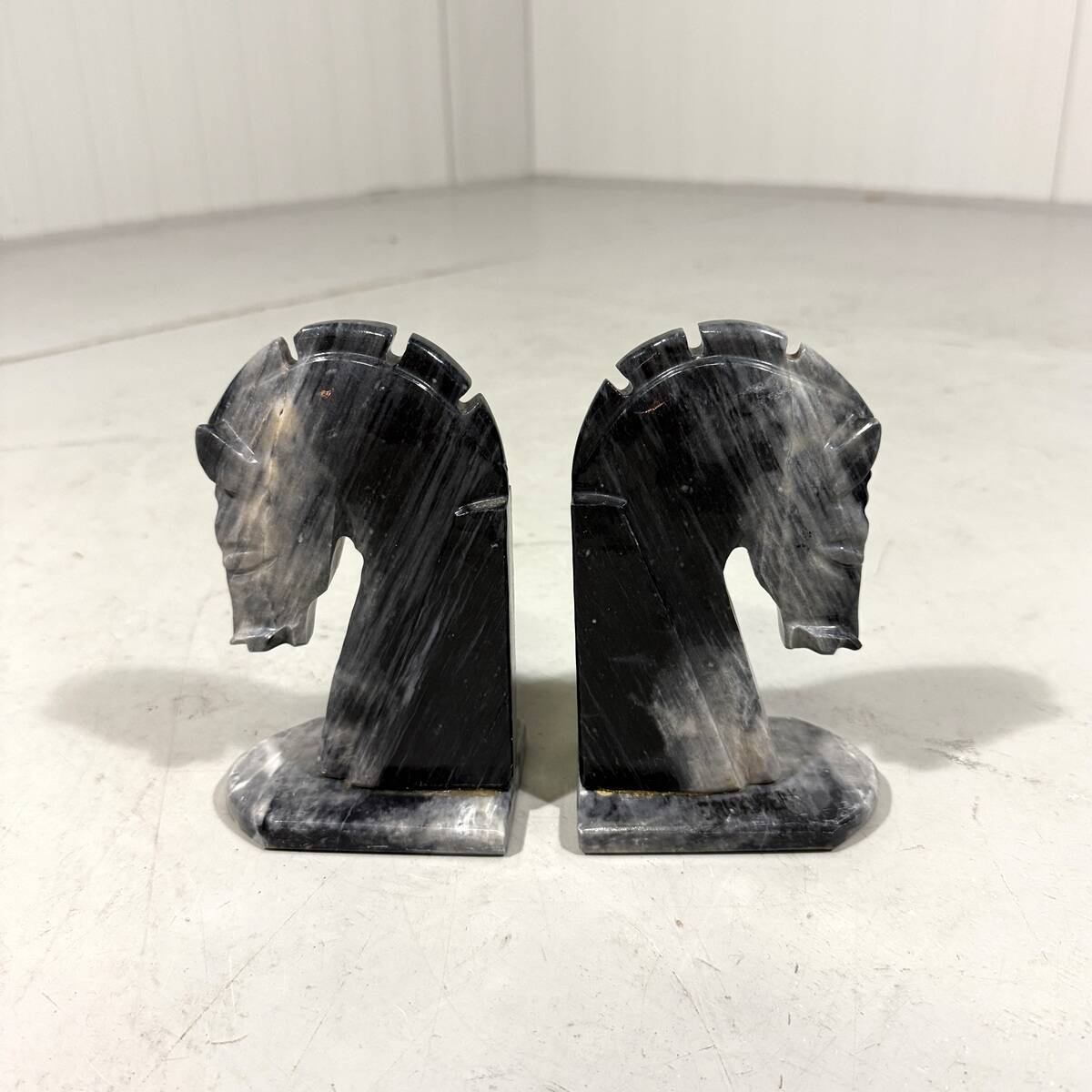 Marble bookends horse heads 1960’s