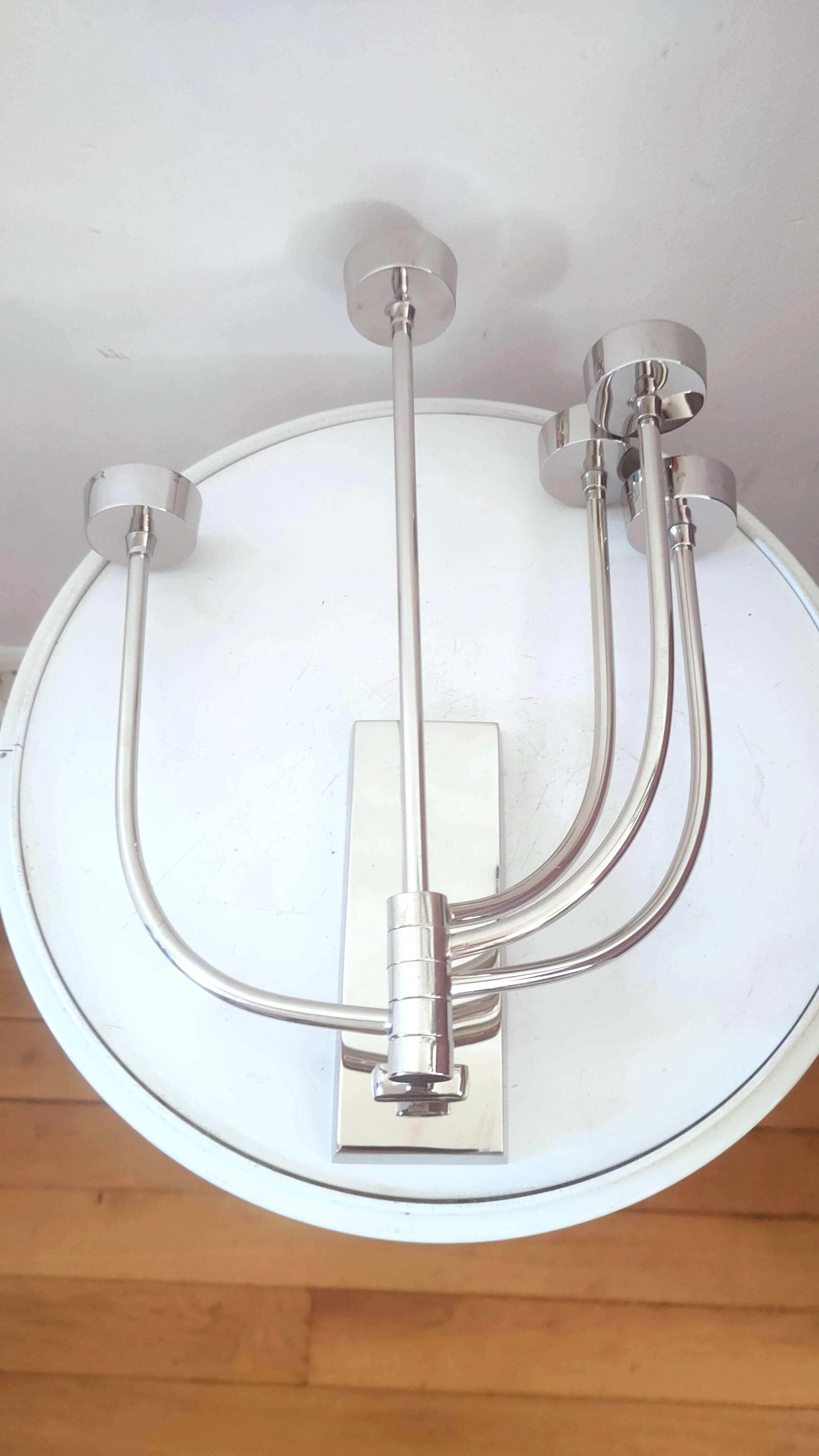 5-branched vintage candle holder wall light, Klein model for Habitat