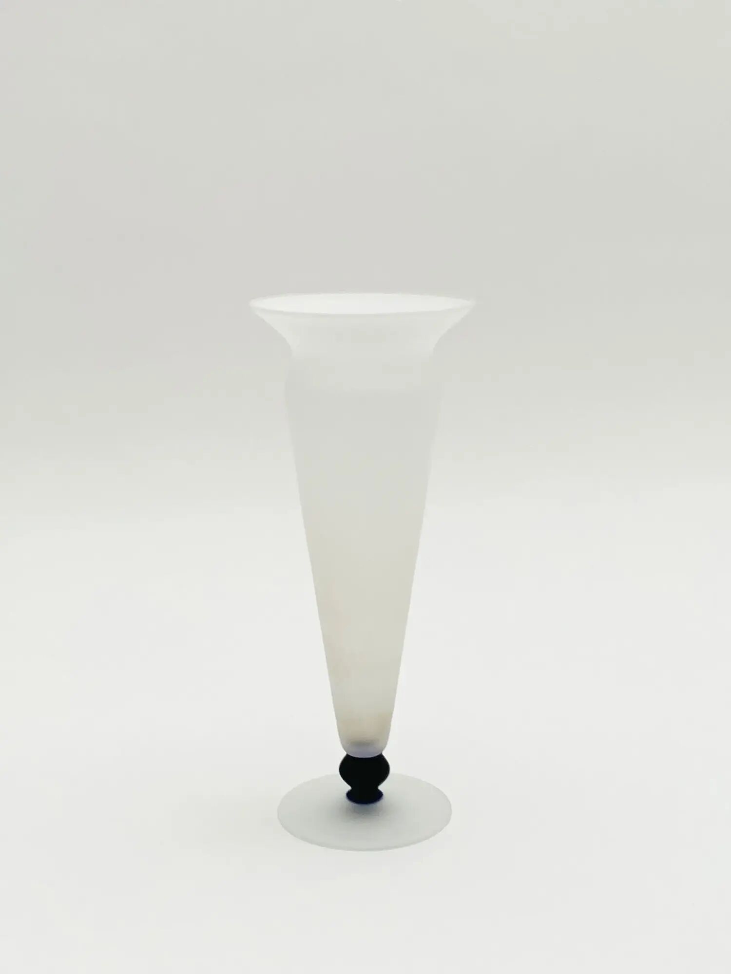 Satin-finished glass conical vase