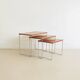 Wooden & chrome nest of tables x3 Brabantia