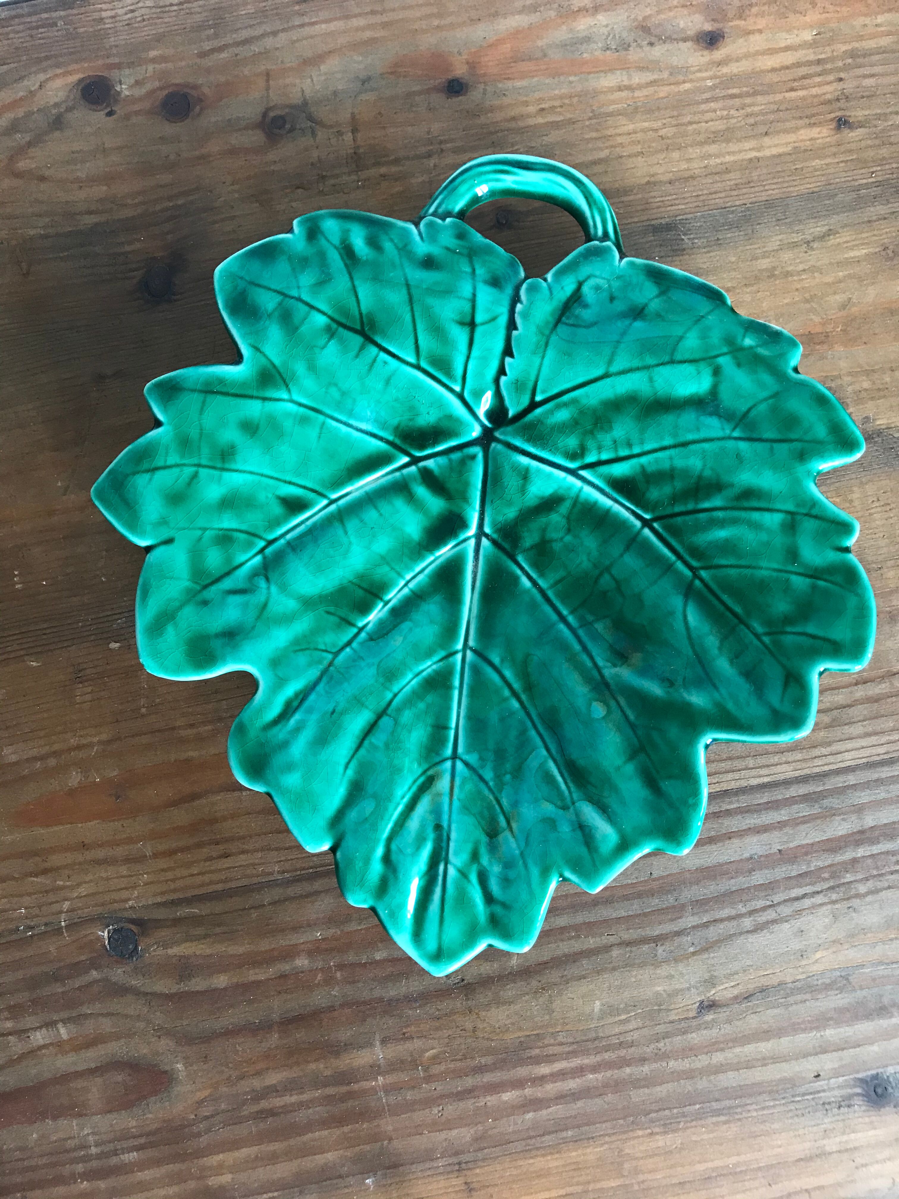 Ceramics leaf Sarreguemines