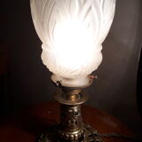 Lamp calice foot bronze and brass tulip mold and press 1900 a 20 not sign