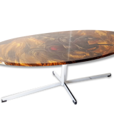 Coffee table in 1960 1970 vintage horses plastic resin & chrome 60's 70's