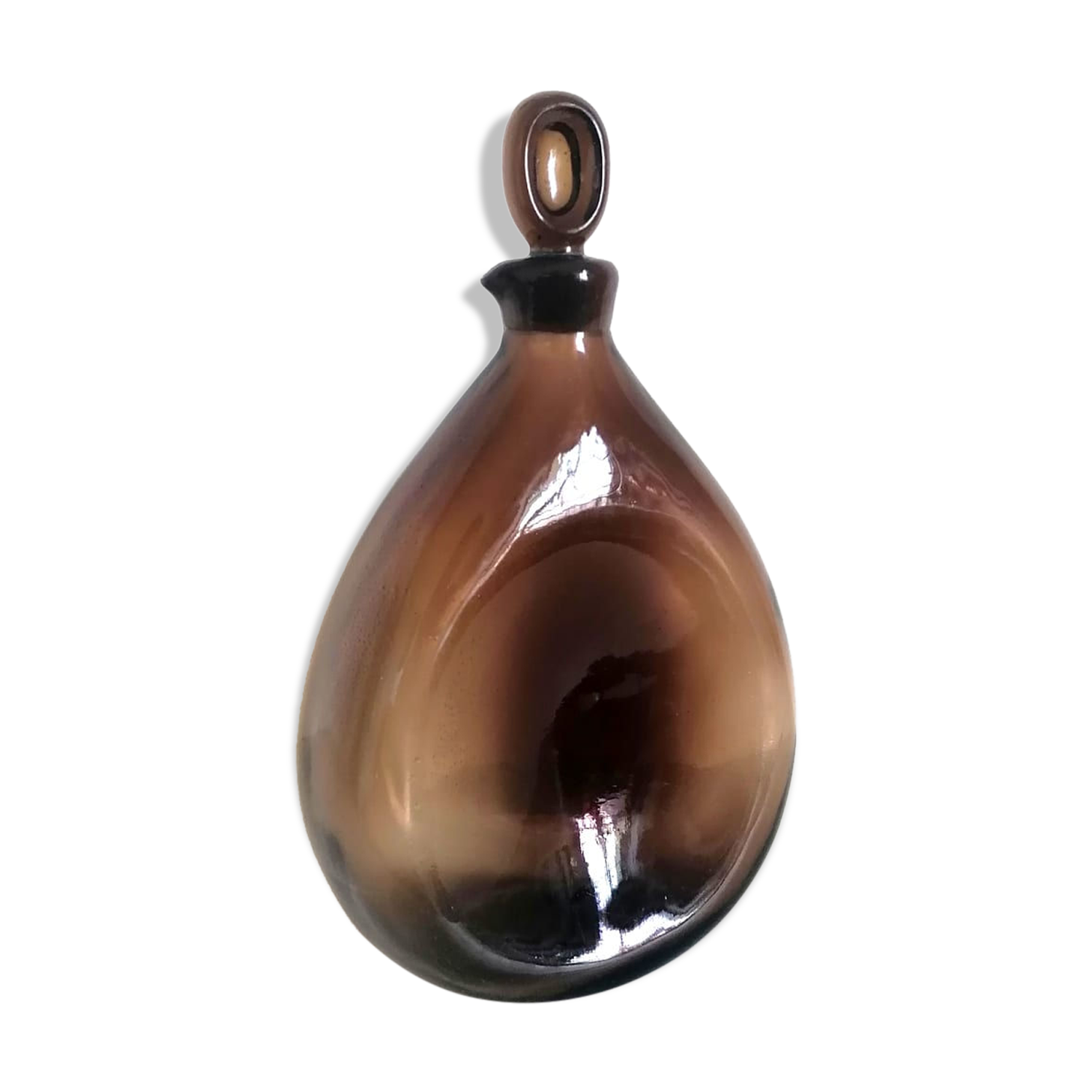 Carafe à liqueur verre ambré 1970