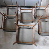 Table with two extensions and its 6 chairs scandinavian teak of the 1970s