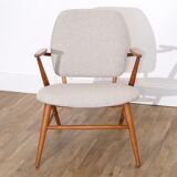 Fauteuil vintage scandinave en bois 1950