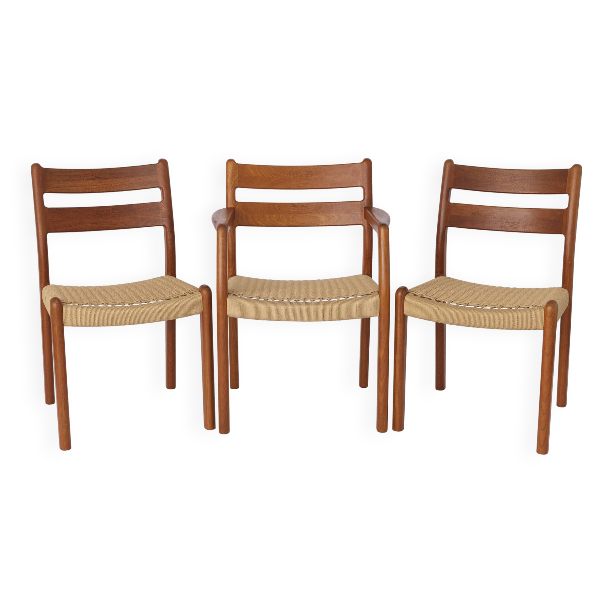 Set of 3 Vintage Chairs 1960s EMC Mobler Danish Teak