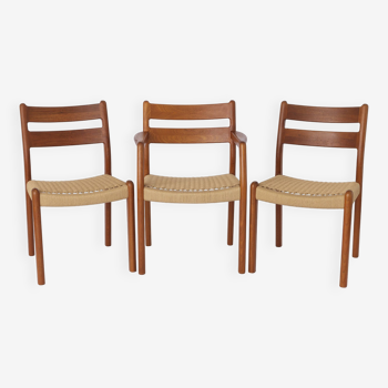 Set of 3 Vintage Chairs 1960s EMC Mobler Danish Teak