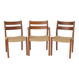 Ensemble de 3 chaises vintage 1960 EMC Mobler en teck danois