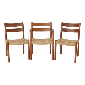 Set of 3 Vintage Chairs 1960s EMC Mobler Danish Teak