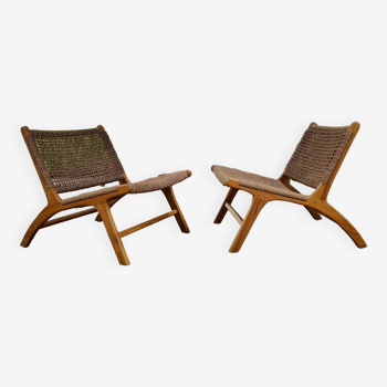 Olivier de schrijver pair of los angeles low chairs signed and numbered