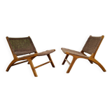 Olivier de schrijver pair of los angeles low chairs signed and numbered
