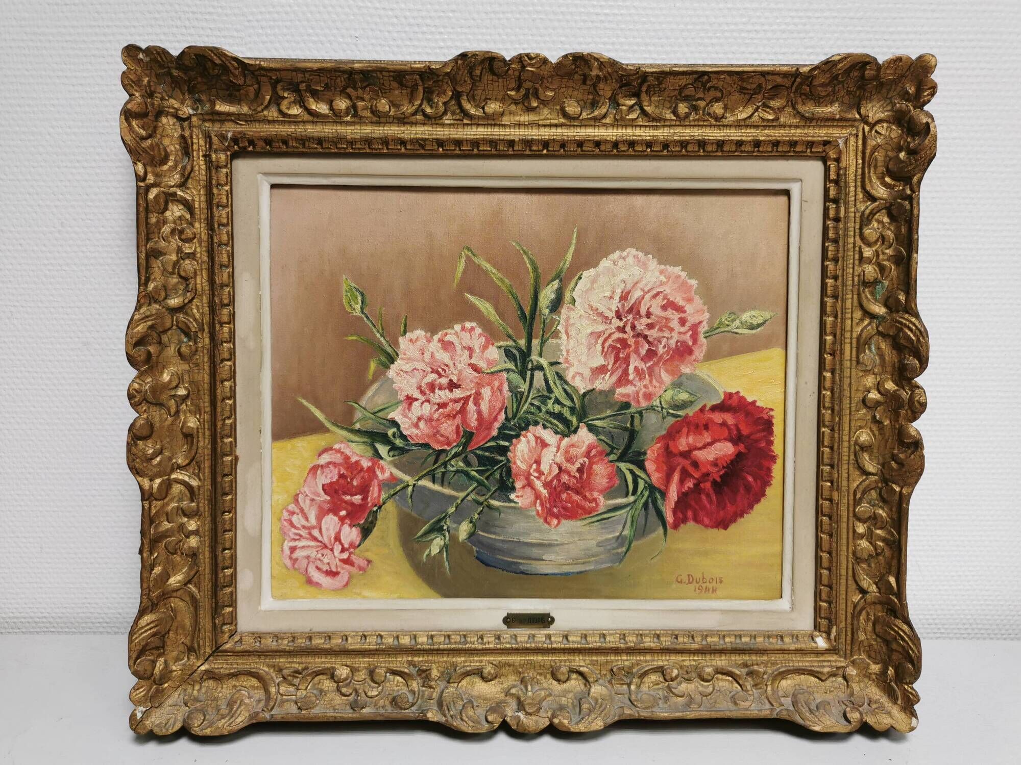 Painting / Oil on canvas signed G. DUBOIS 1944. Montparnasse frame, Bouquet