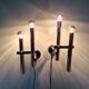 Pair of chromed metal wall lights, design Gaetano Sciolari, 1970s