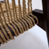 Pair of lounge chairs in woven jute rope and solid wood