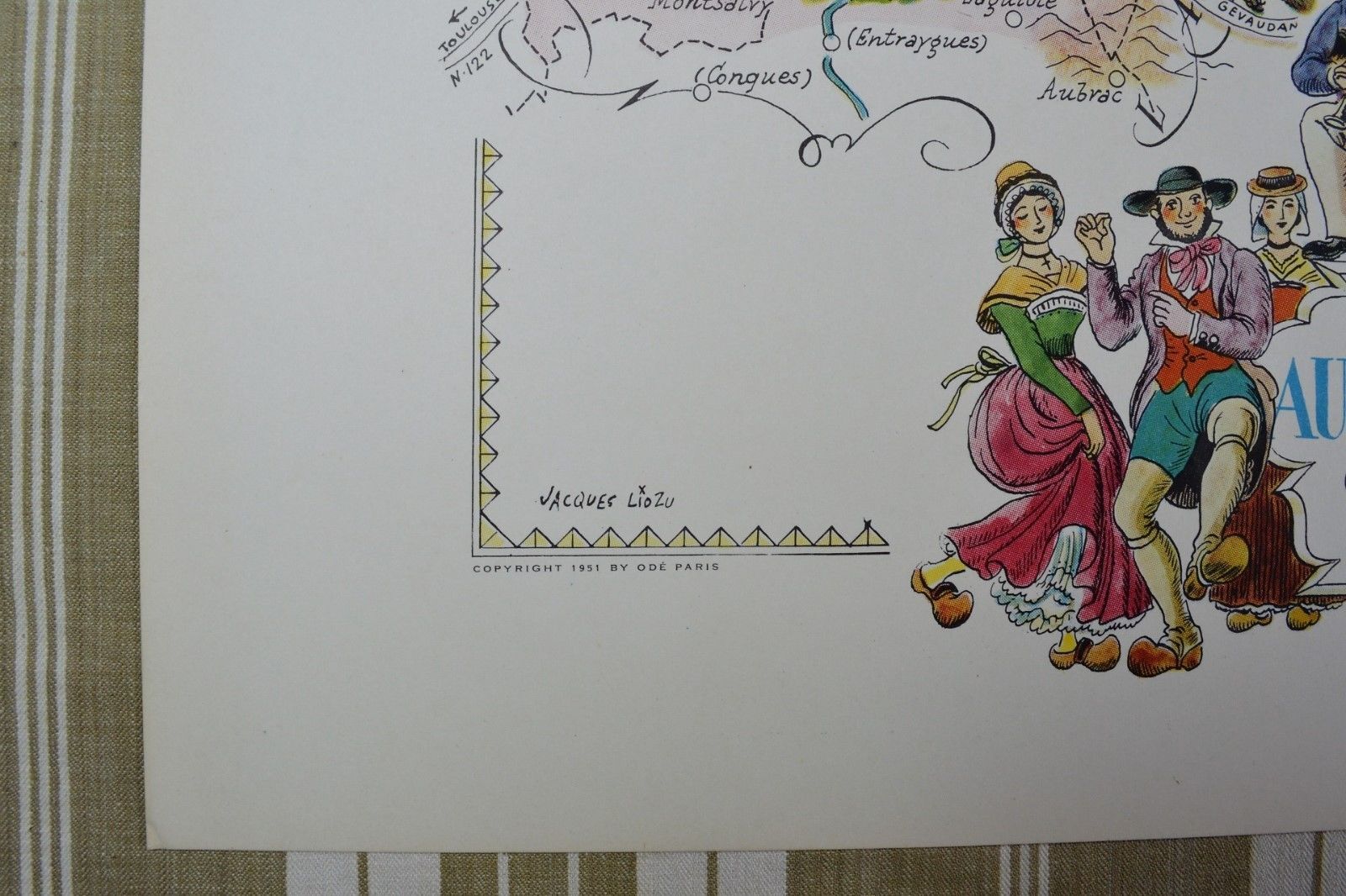 Illustrated map of the Auvergne Region of France Jacques Liozu