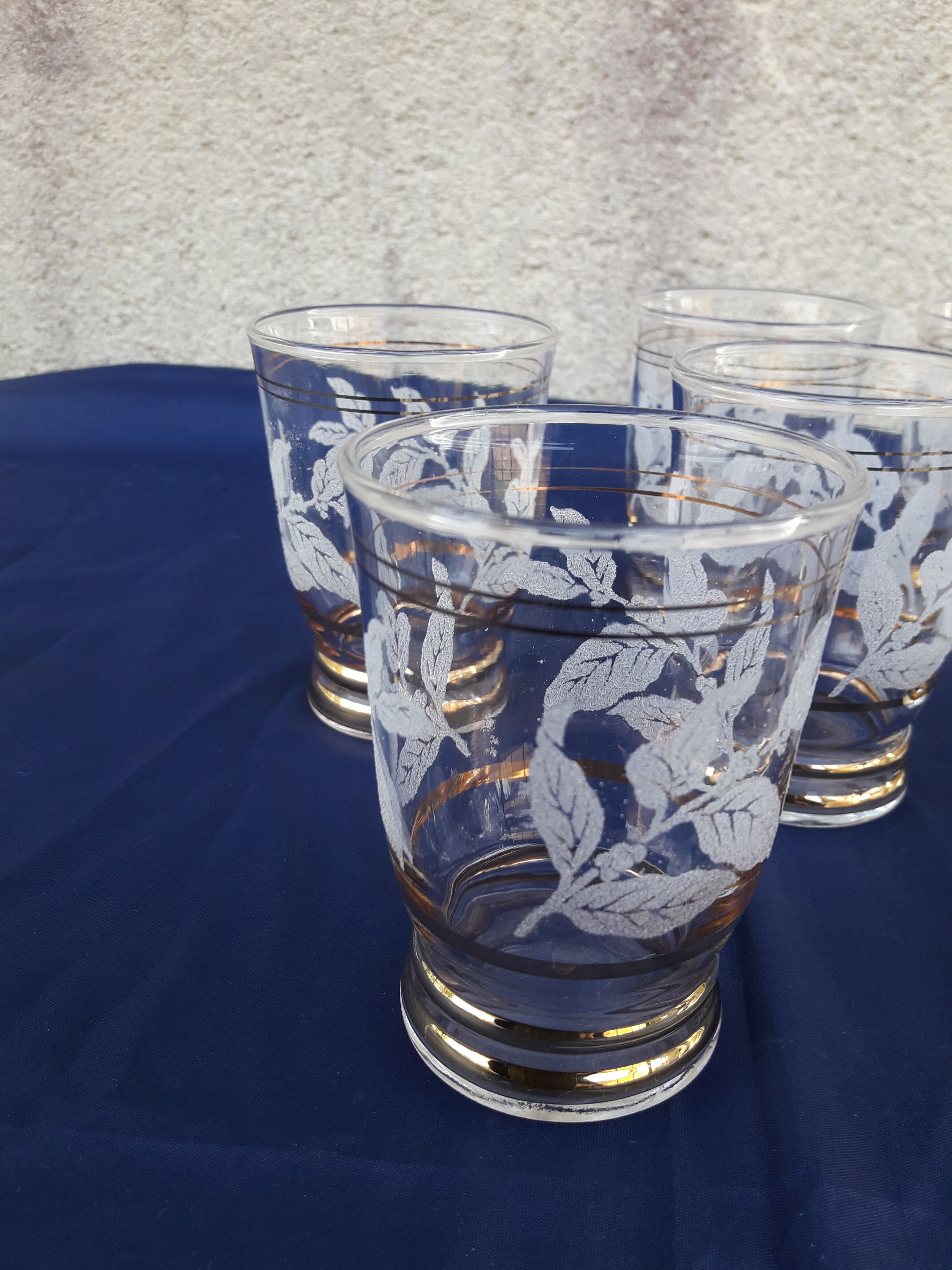 9 granite glasses and golden eder glasses H 9 cm