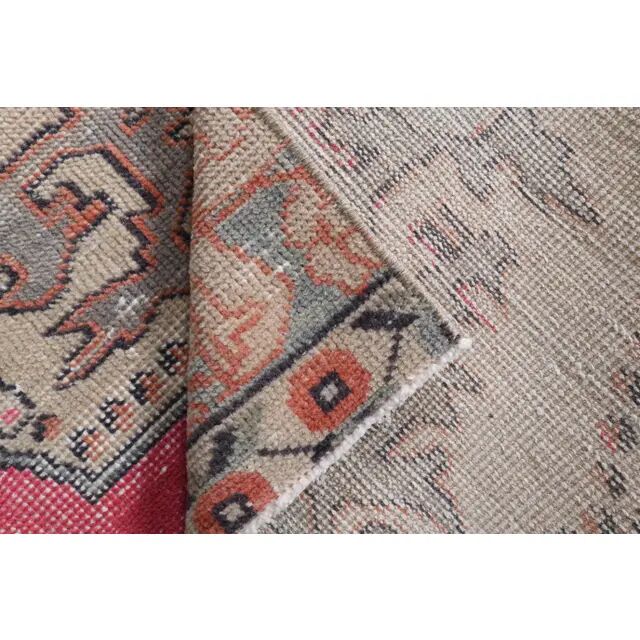 Vintage Turkish Hand-Knotted Wool Cotton Pink Runner Rug 105x228