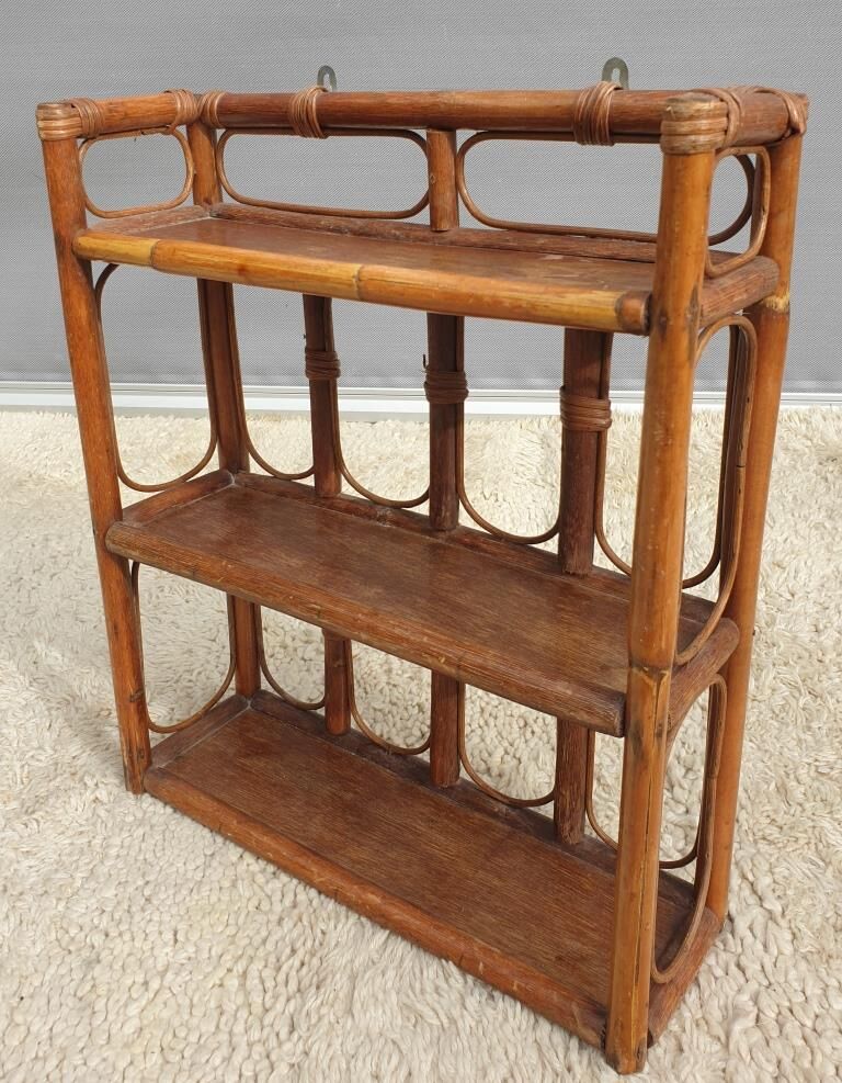 Rattan wall shelf 3 shelves