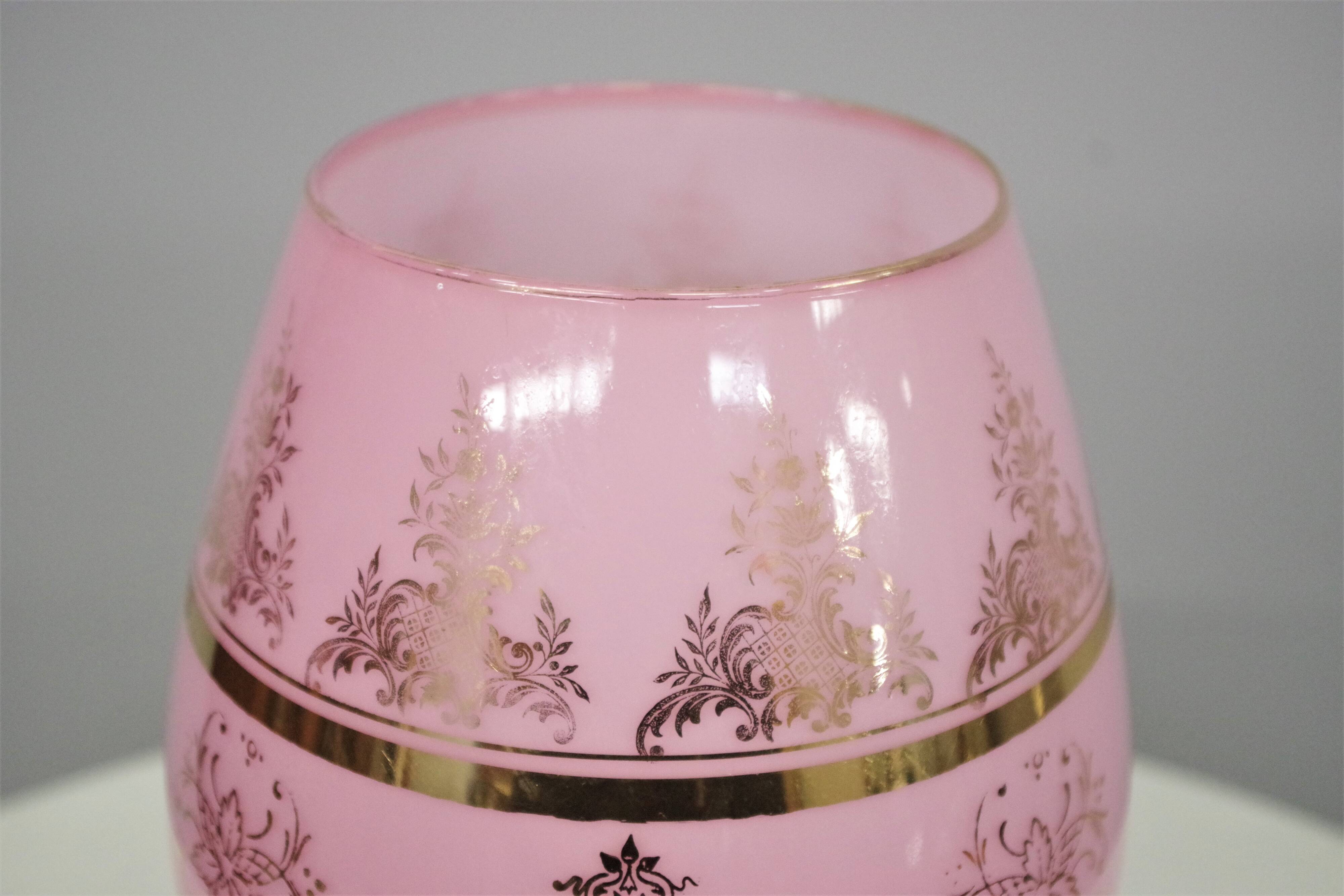Hand-decorated glass French vase