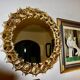 Vintage circular mirror in gold brass by christoph palma austria 1960