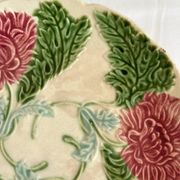 Antique compotier in slip decoration of chrysanthemums Onnaing late nineteenth