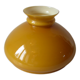 Old two-tone white and bistre caramel glass lampshade, vintage retro decoration