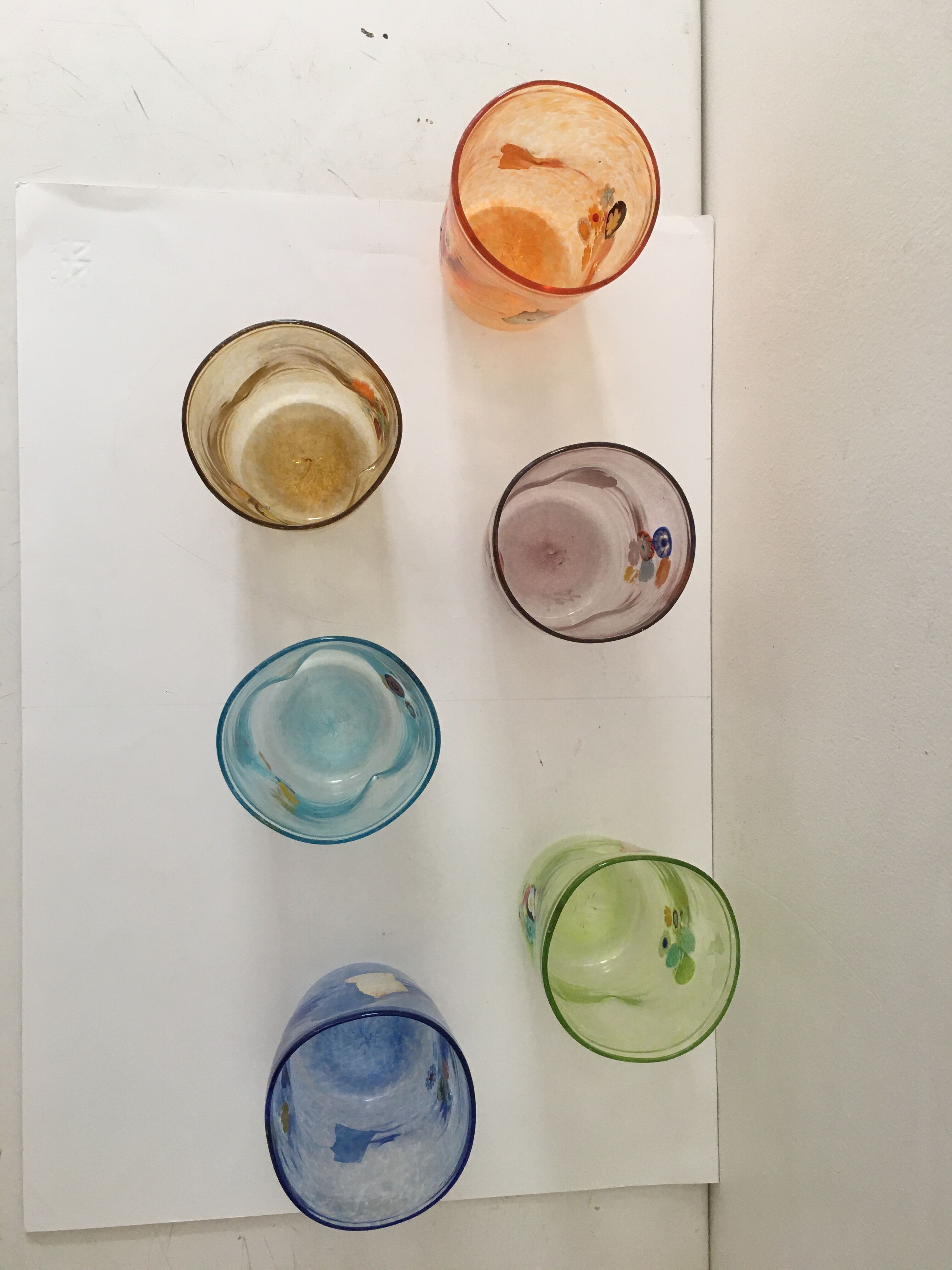 Service of 6 Murano glasses water "goto" "murrisa" in Murano glass unique piece