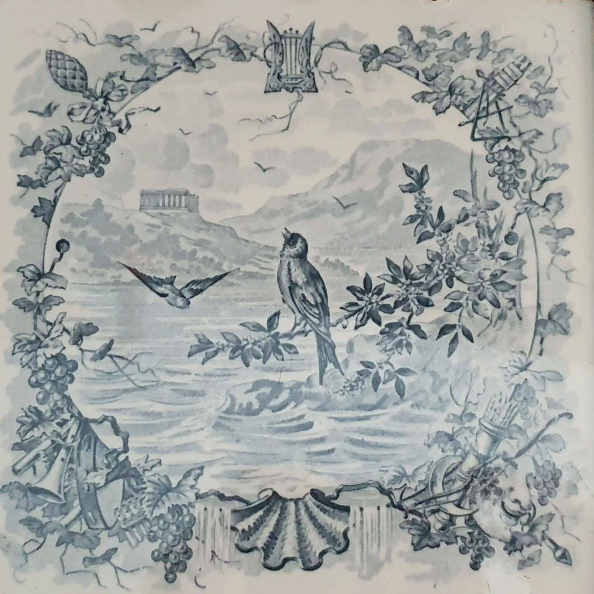 Birds trivet earthenware