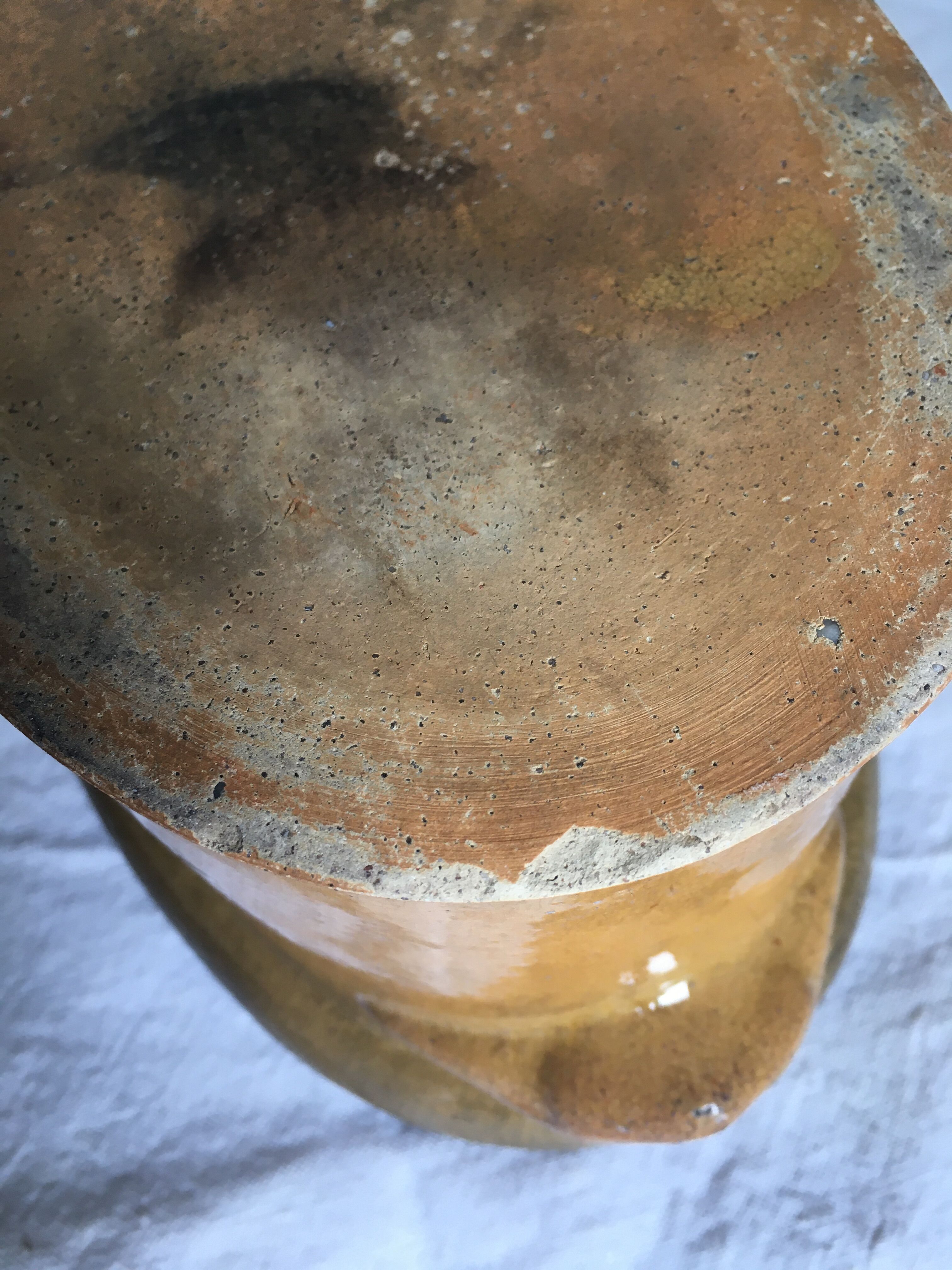 Terrine ancienne ovale en terre cuite émaillée Selency