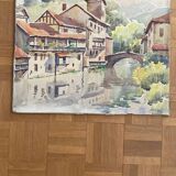 Aquarelle village ancien
