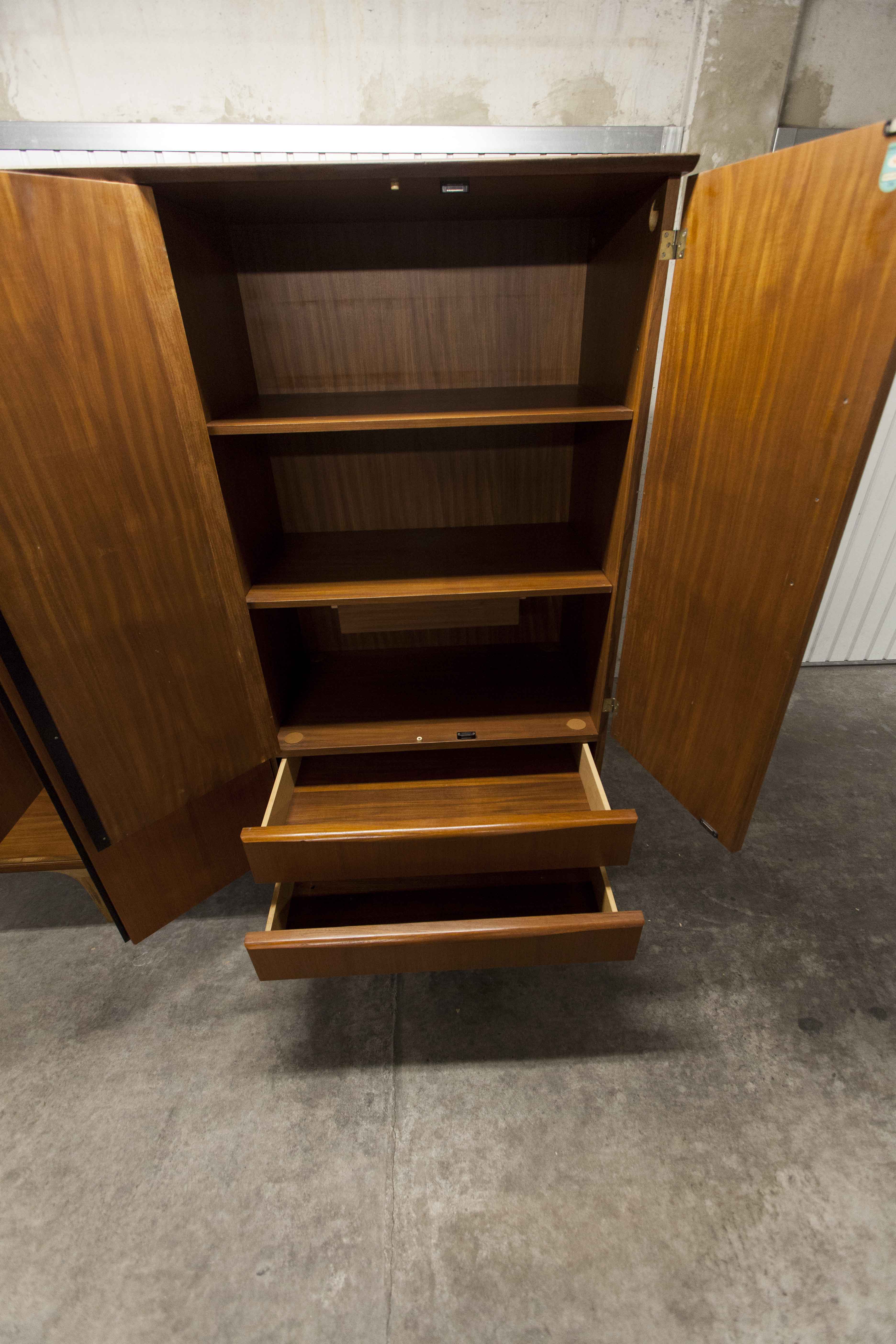 Scandinavian teak cabinet 1960 with mounting plan