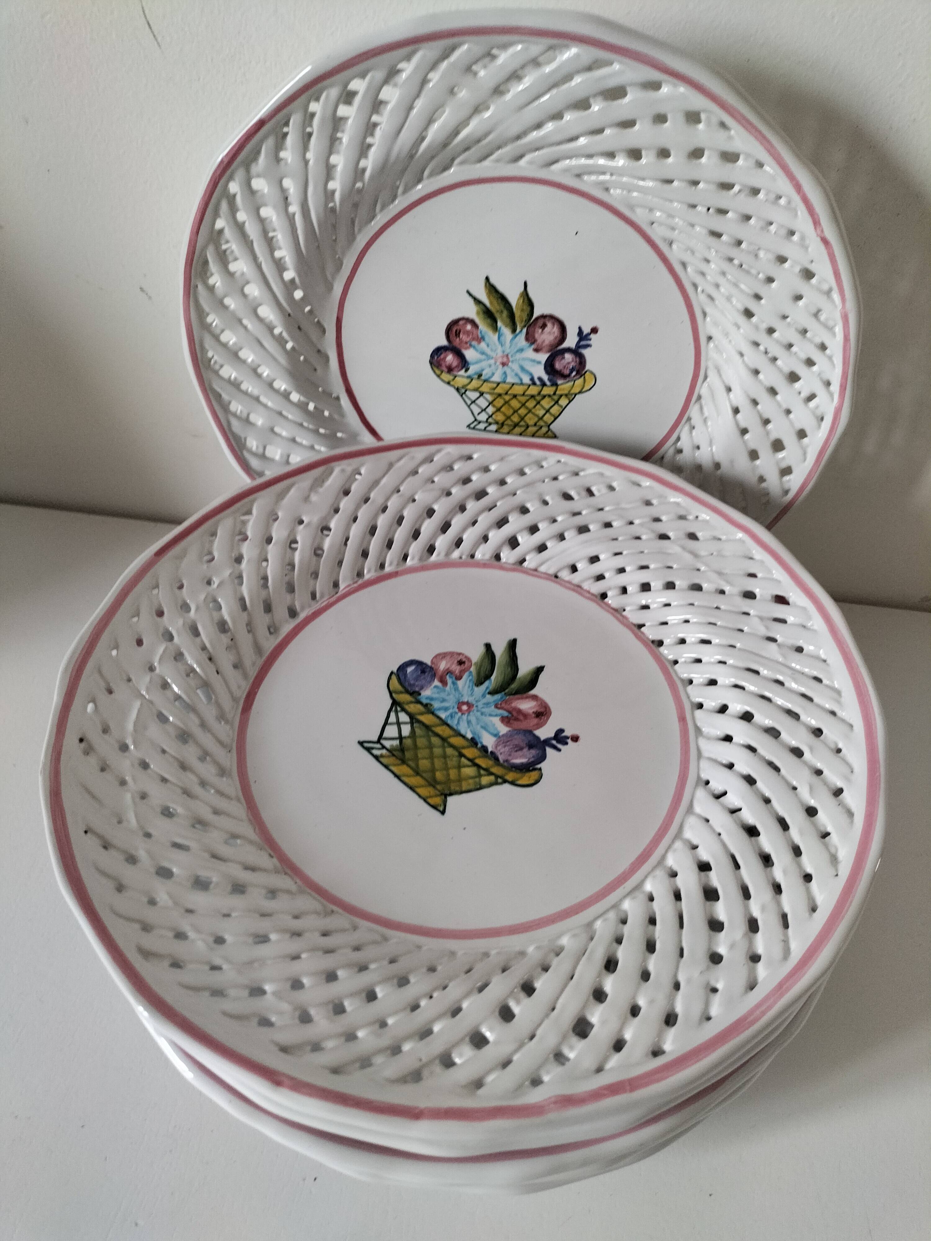 6 pierced dessert plates Portugal