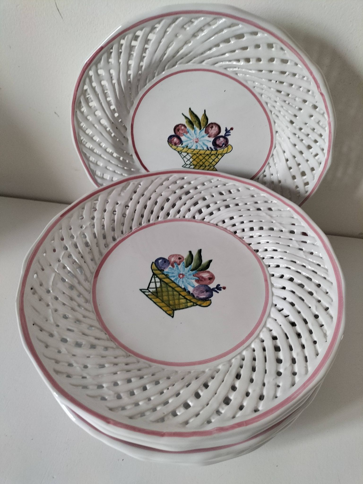 6 assiettes à dessert ajourées Portugal