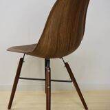 Set of 4 chairs in ABS, wood and metal