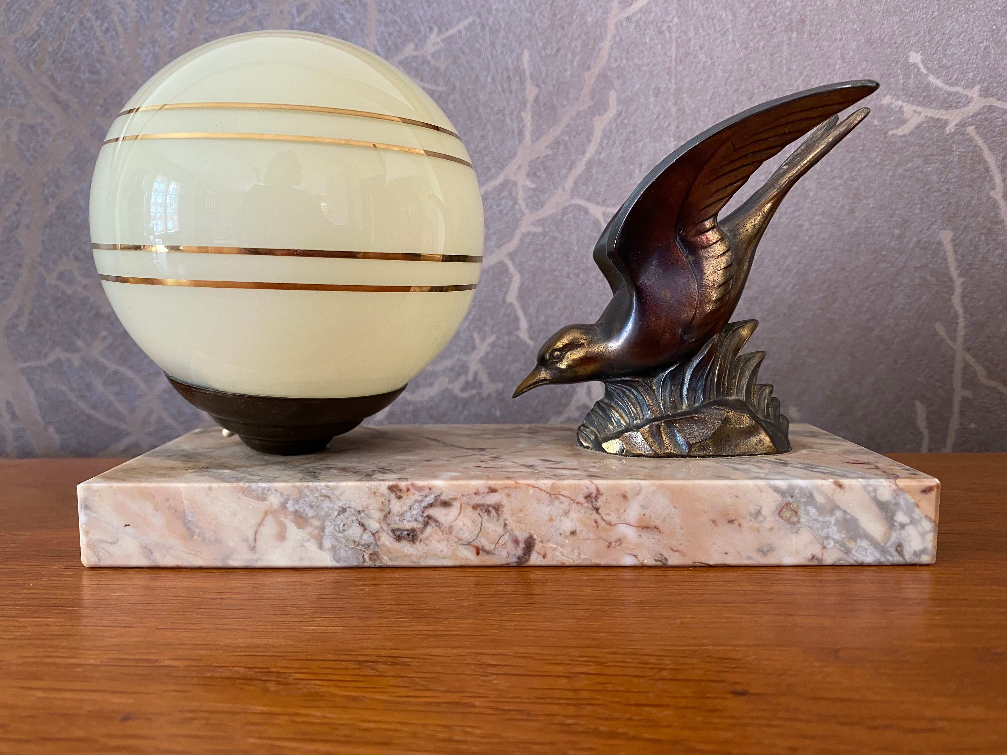 Vintage bird art deco lamp