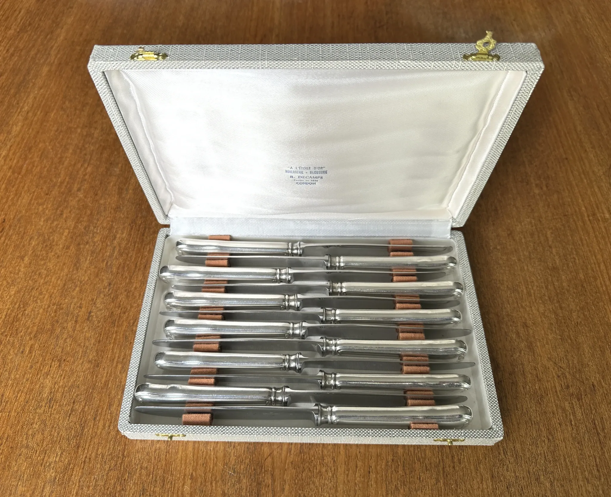 12 silver-plated dessert knives Ravinet D'enfert model Filet Contours